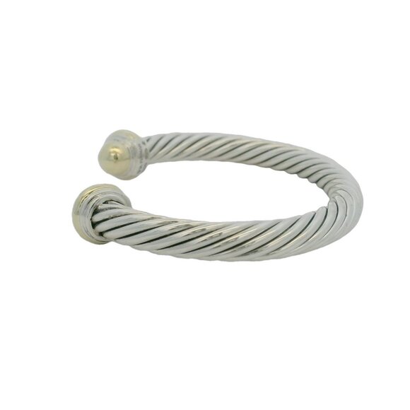 David Yurman Classic Cable Cuff Bracelet 925 Sterling Silver 14kt Yellow Gold - Picture 3 of 7